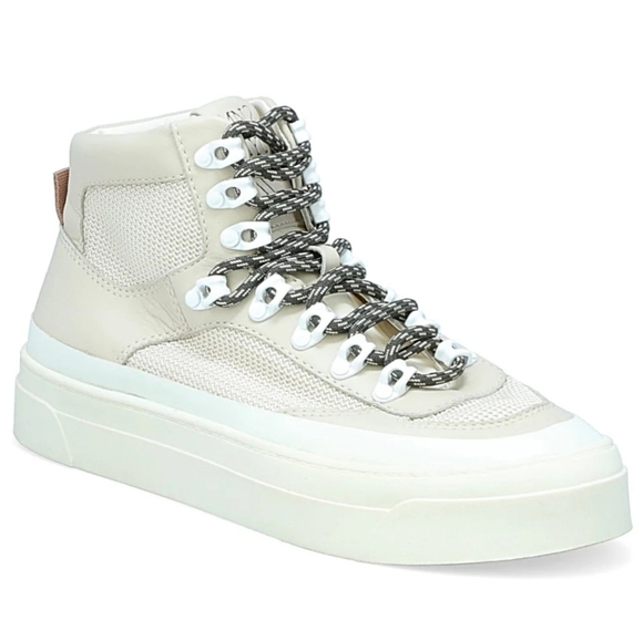 Womens Miz Mooz Alpyne High Top Leather Platform Sneaker - Cream 8 - Picture 1 of 13
